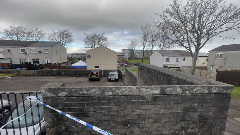 Crime scene in West Calder, Scotland.