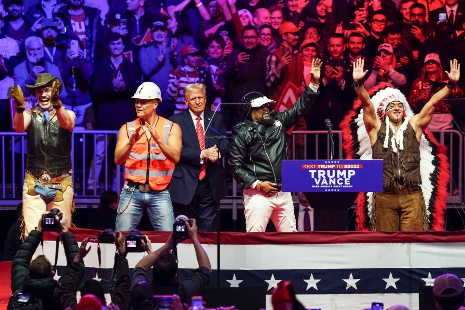 President-elect Donald Trump with the Village People at a rally.