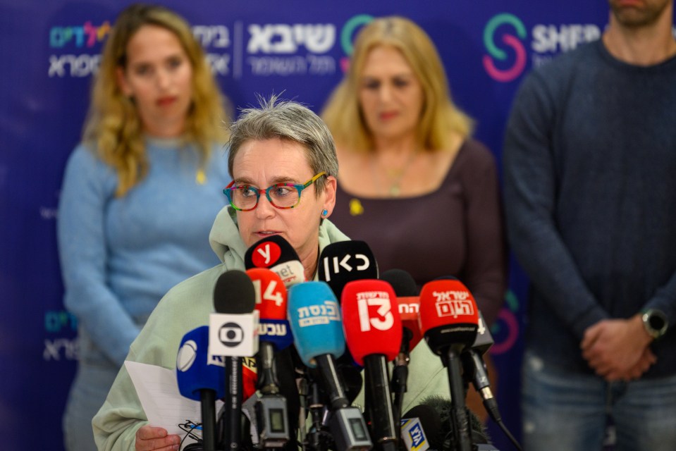 A mother speaks at a press conference about the release of her daughter, one of several Israeli hostages.