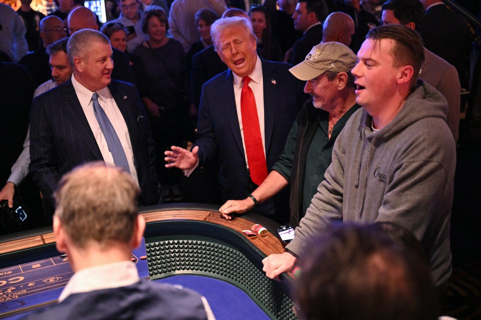 Donald Trump at a craps table in Las Vegas.