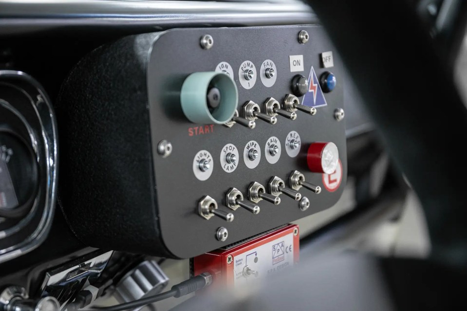 Close-up of a 1966 Ford Mustang's control panel.