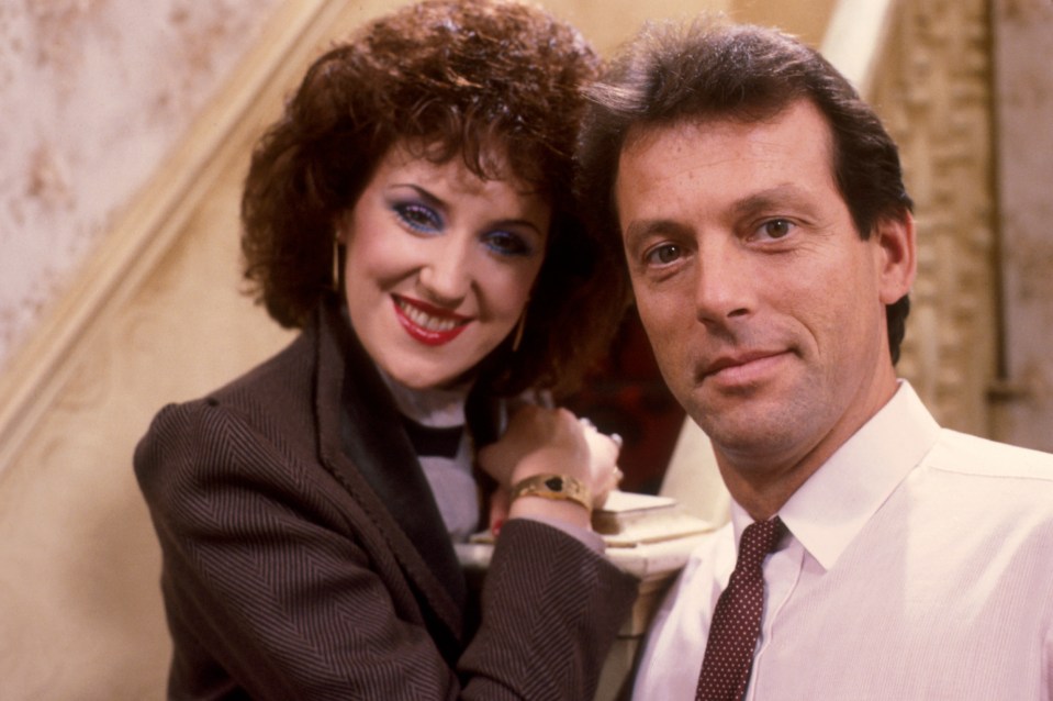 Anita Dobson and Leslie Grantham as Angie and Den Watts in *EastEnders*.