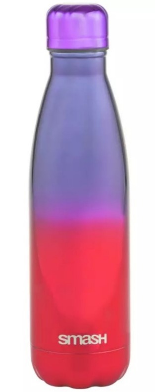 Smash brand ombre water bottle in purple and red.