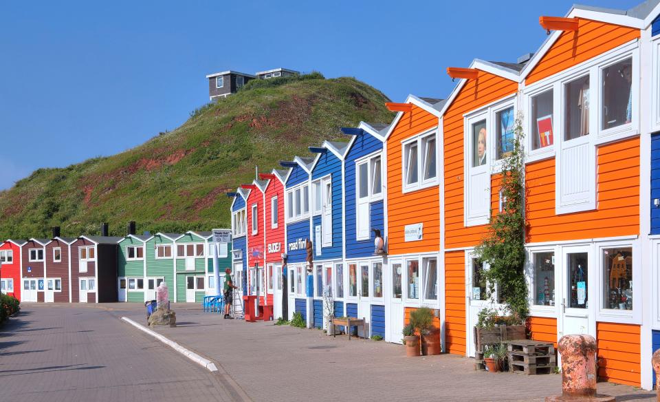 Lobster booths at the harbor in Heligoland, Germany.