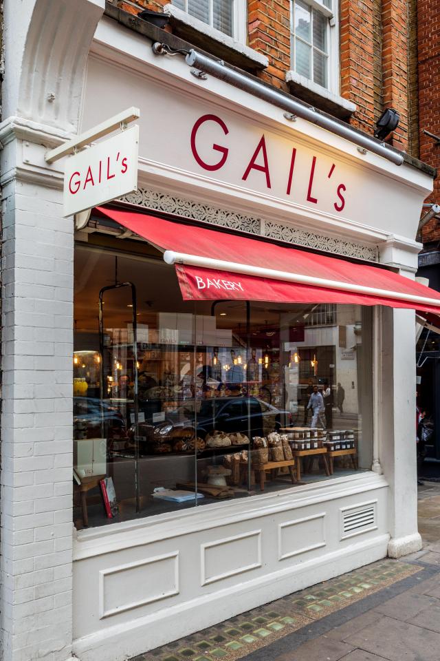 Gail's Bakery storefront in London's entertainment district.