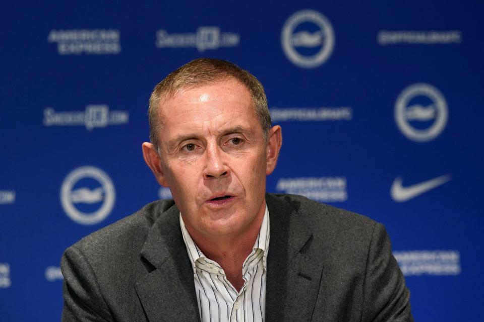 David Weir, Brighton and Hove Albion technical director, at a press conference.