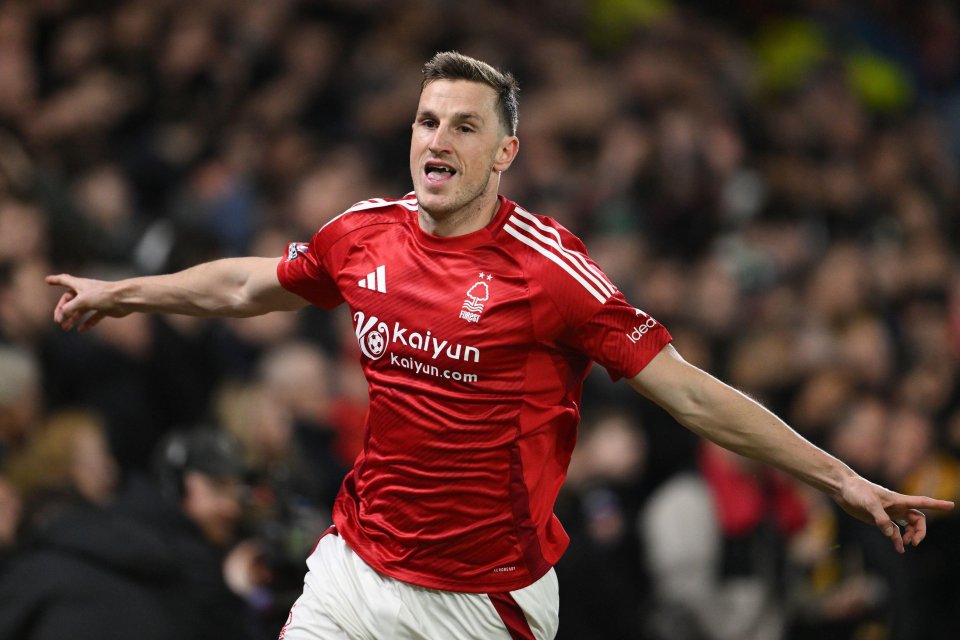 Chris Wood of Nottingham Forest celebrating a goal.