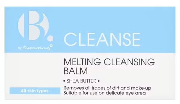 B by Superdrug Melting Cleansing Balm: Shea butter formula, removes dirt and makeup, suitable for all skin types and the delicate eye area.