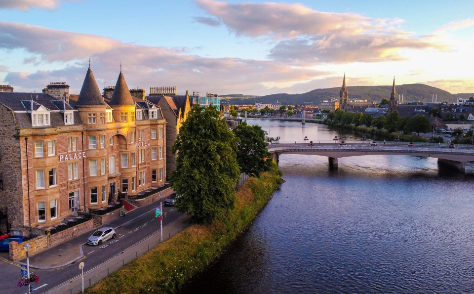 Aerial view of the Best Western Palace Hotel in Inverness, Scotland.