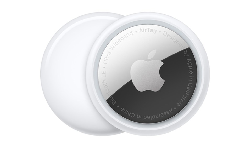 Illustration of two Apple AirTags.