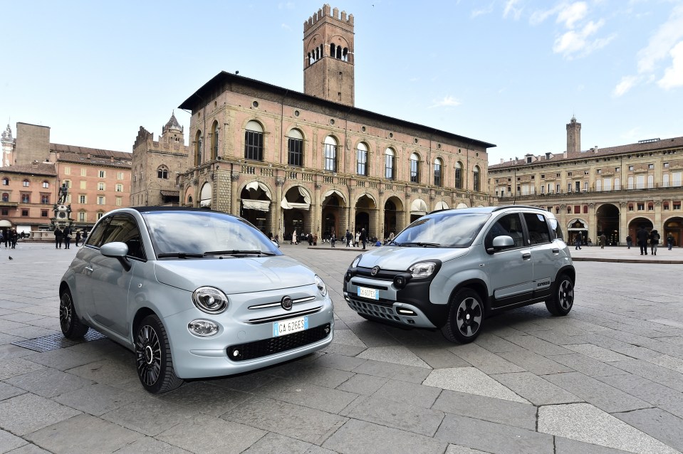 Fiat 500 hybrid (left)