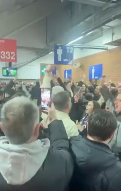 Rangers fans at a soccer match.