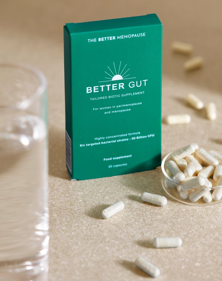 Better Gut probiotic supplement box and capsules for perimenopause and menopause.