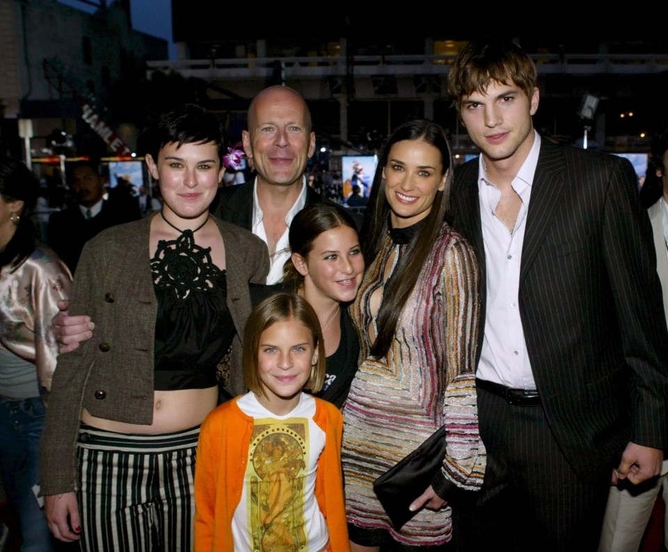 Demi with her three daughters and two of her ex-husbands