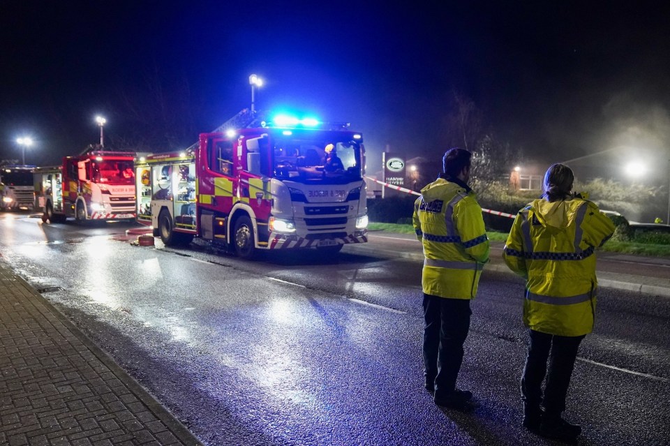 A large emergency services presence battled the flames for three hours