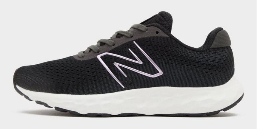 Black New Balance running shoe.