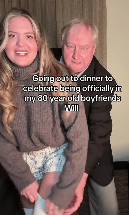 A young woman and her 80-year-old boyfriend going to dinner.