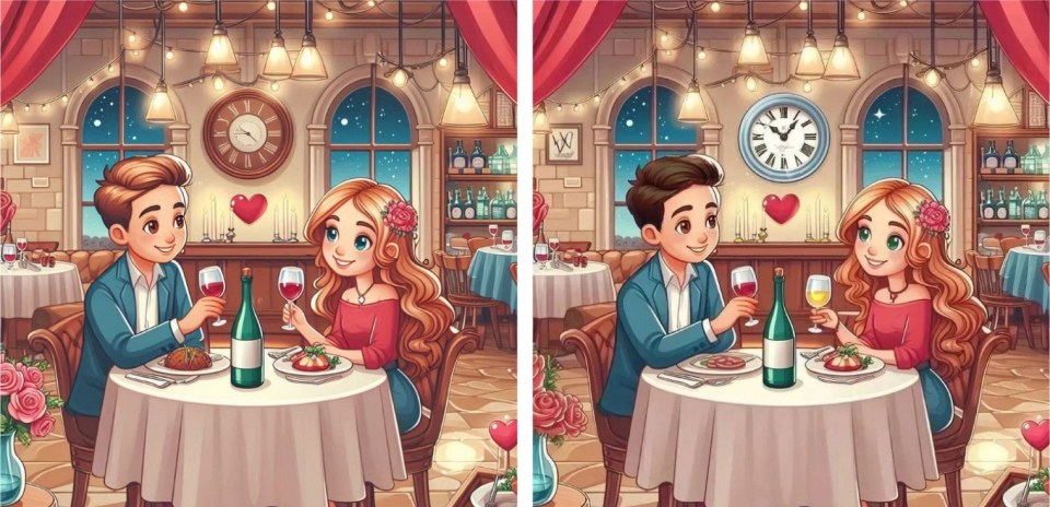 Illustration of two couples on romantic dates in a restaurant.