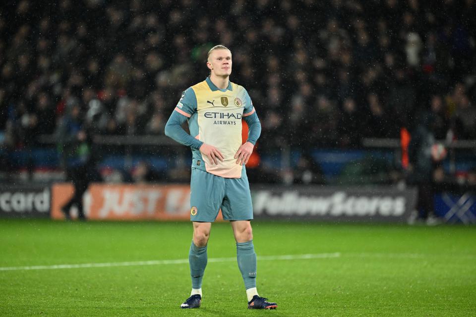 Erling Haaland of Manchester City during a UEFA Champions League match.