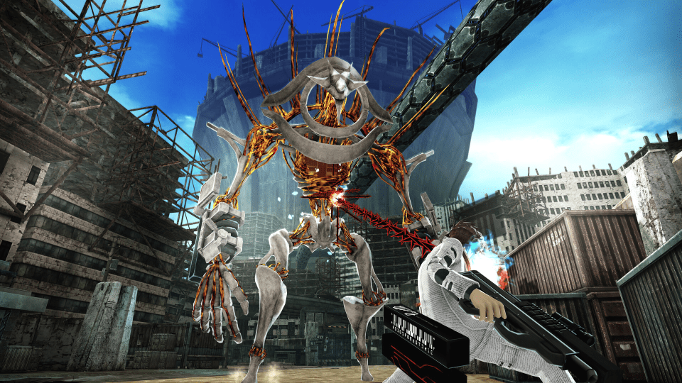 Freedom Wars is all about using your Thorn to grapple and take down giant mechs