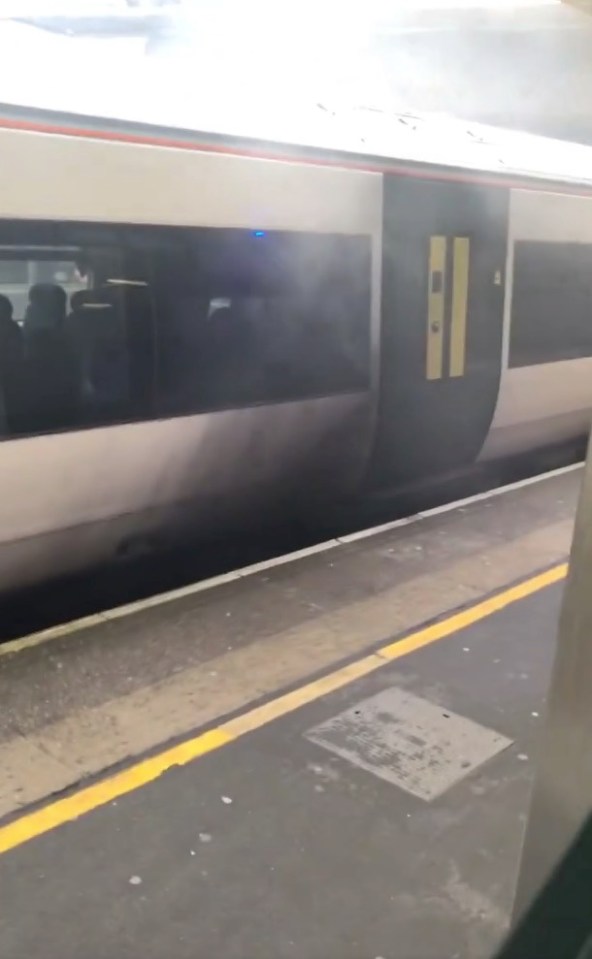 A train caught fire at Gatwick Airport station today