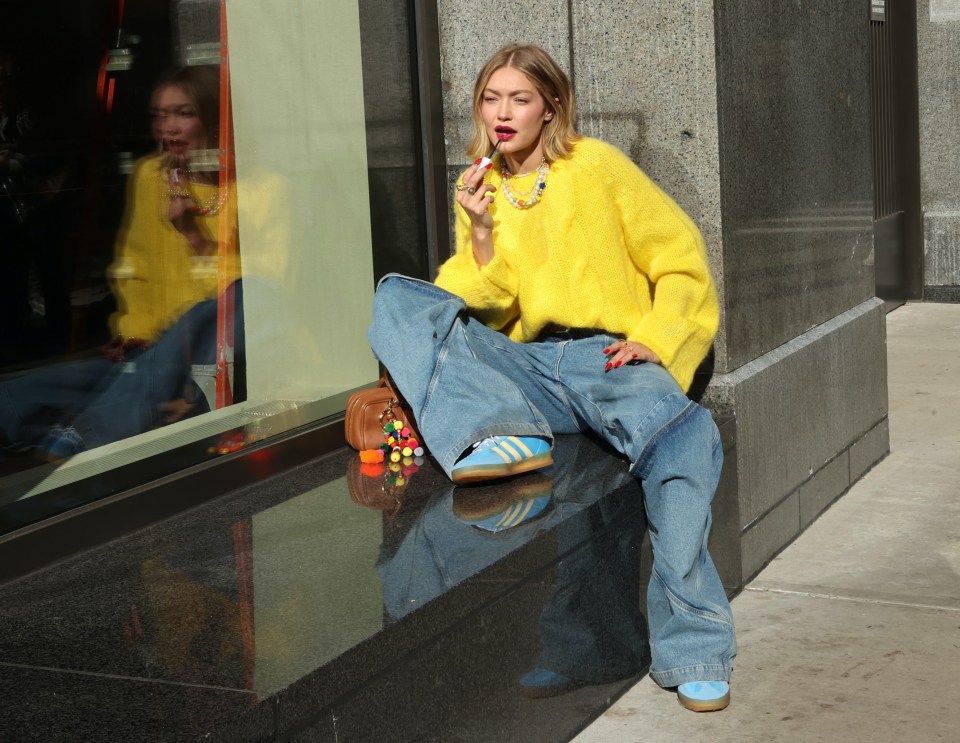 Gigi Hadid wearing her Adidas trainers