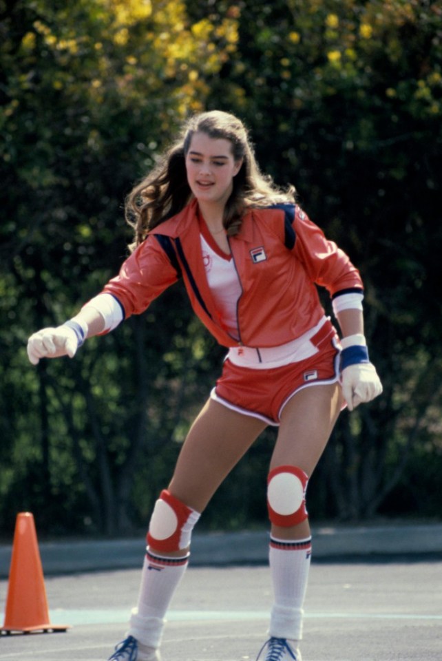 Brooke Shields roller skating.