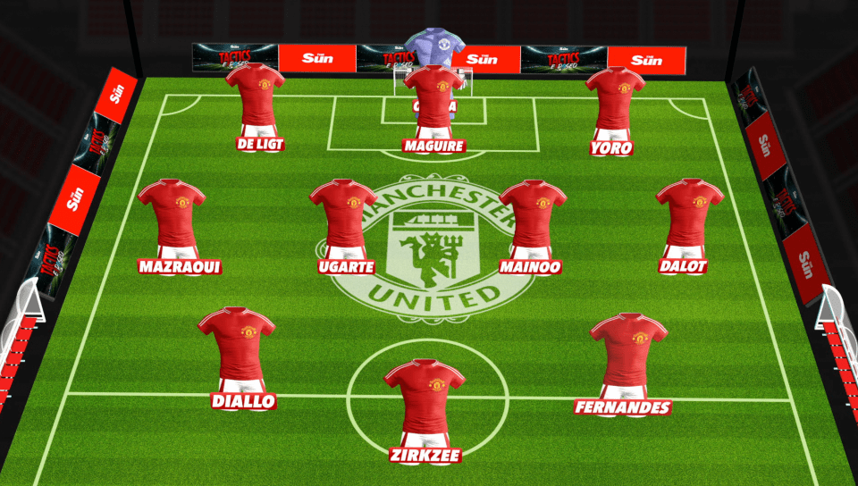 Illustration of Manchester United football team formation.