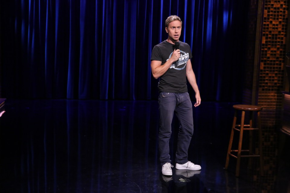 Russell Howard performing stand-up comedy on The Tonight Show Starring Jimmy Fallon.