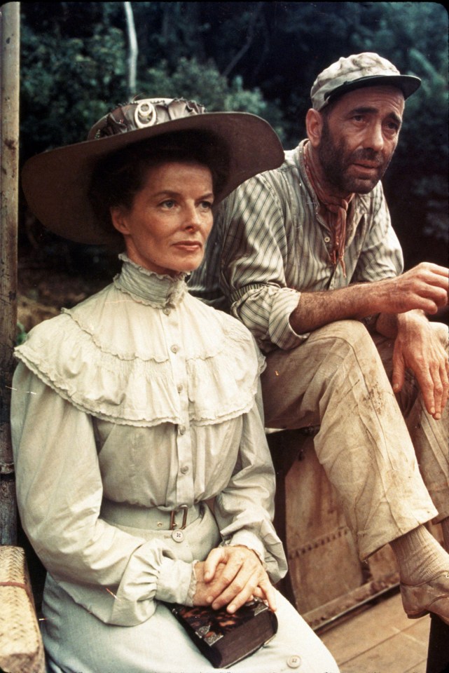 Oscar winner Humphrey in 1951’s The African Queen with Katharine Hepburn