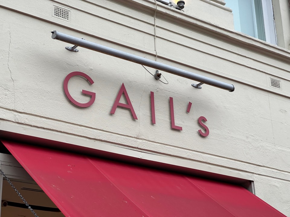 Gail's Bakery exterior sign.