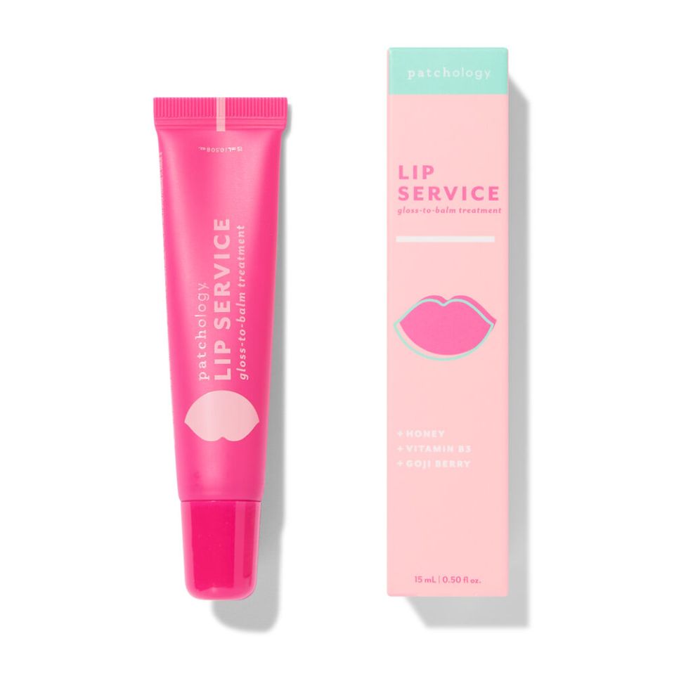 Patchology Lip Service Gloss-To-Balm Treatment, £12 for 15ml, stays put for hours so you only need to reapply a couple of times a day