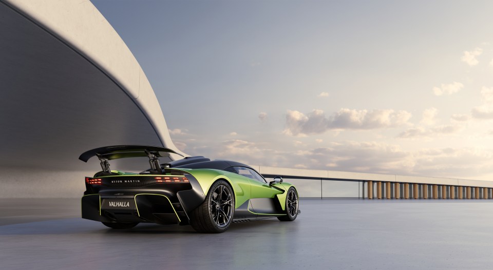 Aston Martin Valhalla parked on a modern rooftop.