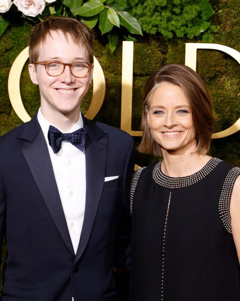 Kit Bernard Foster and Jodie Foster at the Golden Globe Awards.