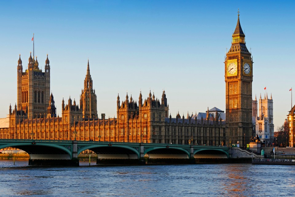 Houses of Parliament and Big Ben at sunset.