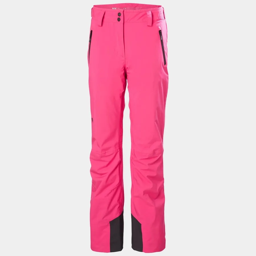 Pink ski pants with black accents.