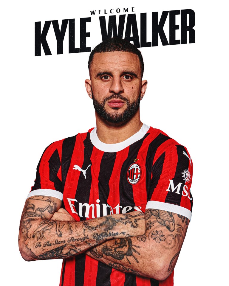 Kyle Walker in AC Milan jersey.