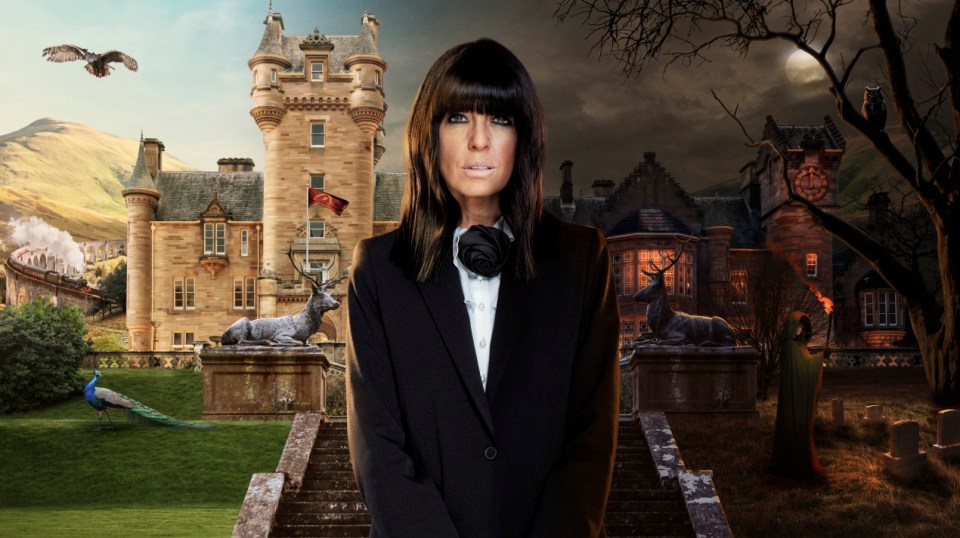 Claudia Winkleman in a promotional image for The Traitors series 3.