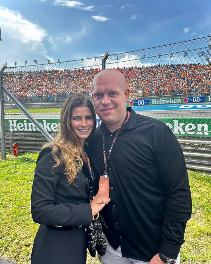 Van Gerwen and his wife Daphne at the Dutch Grand Prix