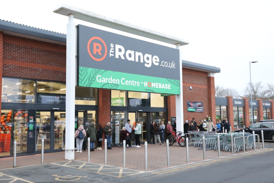 Queue of people outside The Range store in Christchurch.