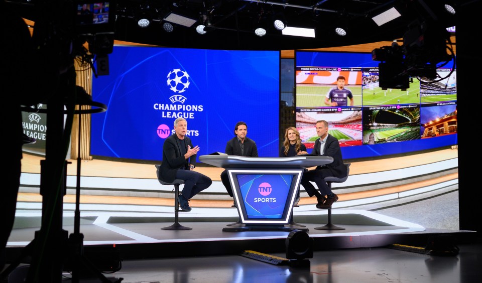 Three sportscasters on a TNT Sports Champions League show.