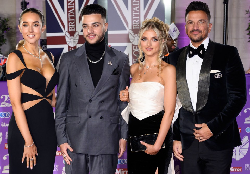 Emily Andre, Junior Andre, Princess Andre, and Peter Andre at the Pride of Britain Awards.