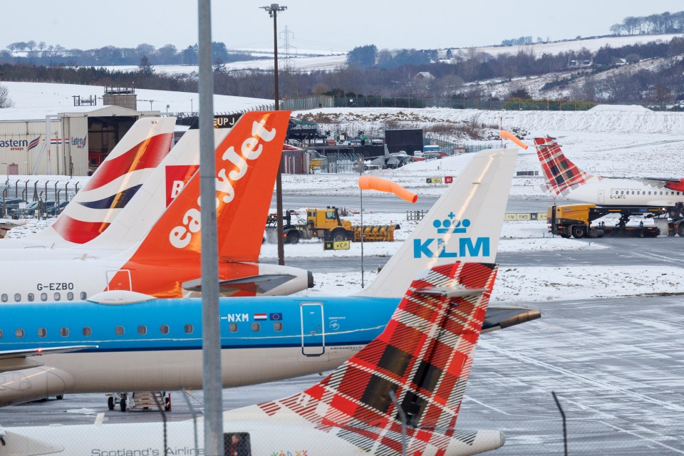 Aberdeen Airport had to close due to heavy snowfall on Tuesday