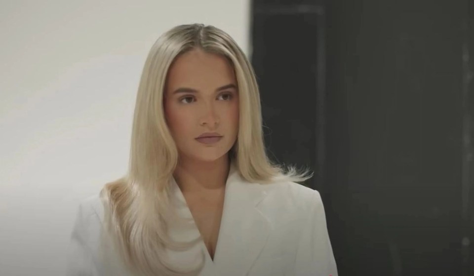 Molly-Mae Hague in a white blazer.