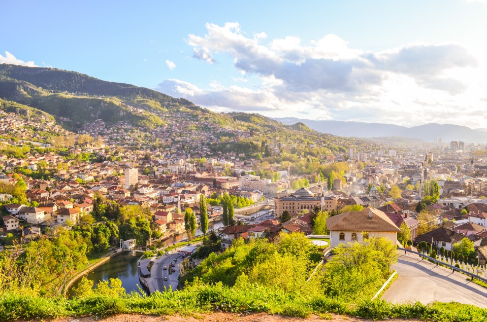 Aerial view of Sarajevo, Bosnia and Herzegovina.