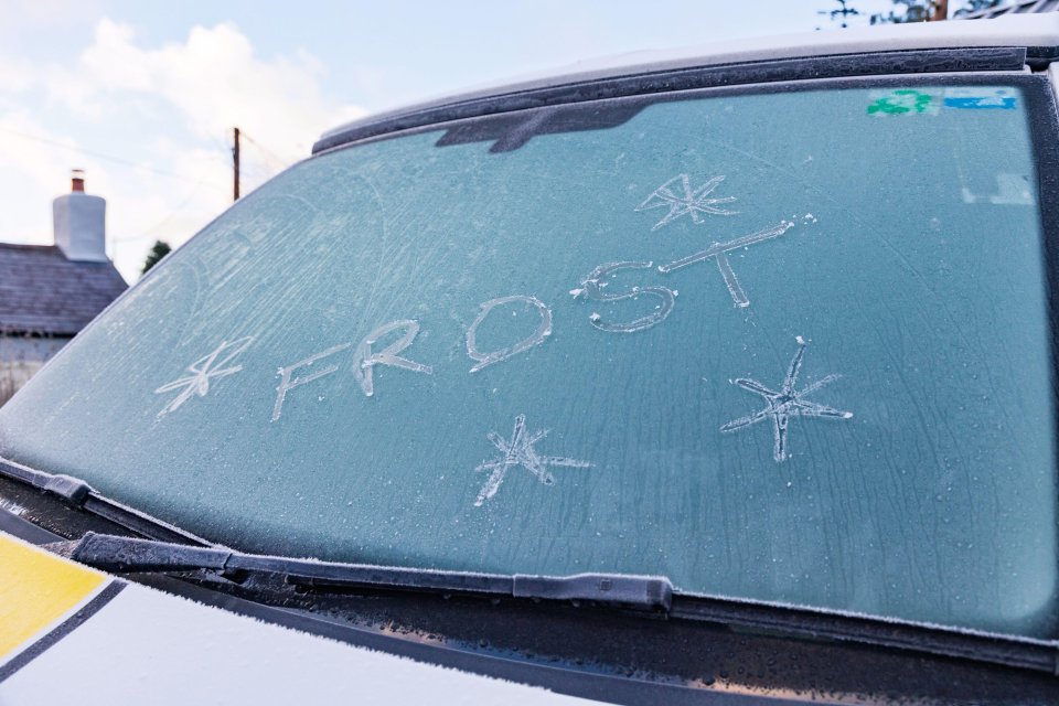 A severe frost in the village of Lixwm in Flintshire, North Wales