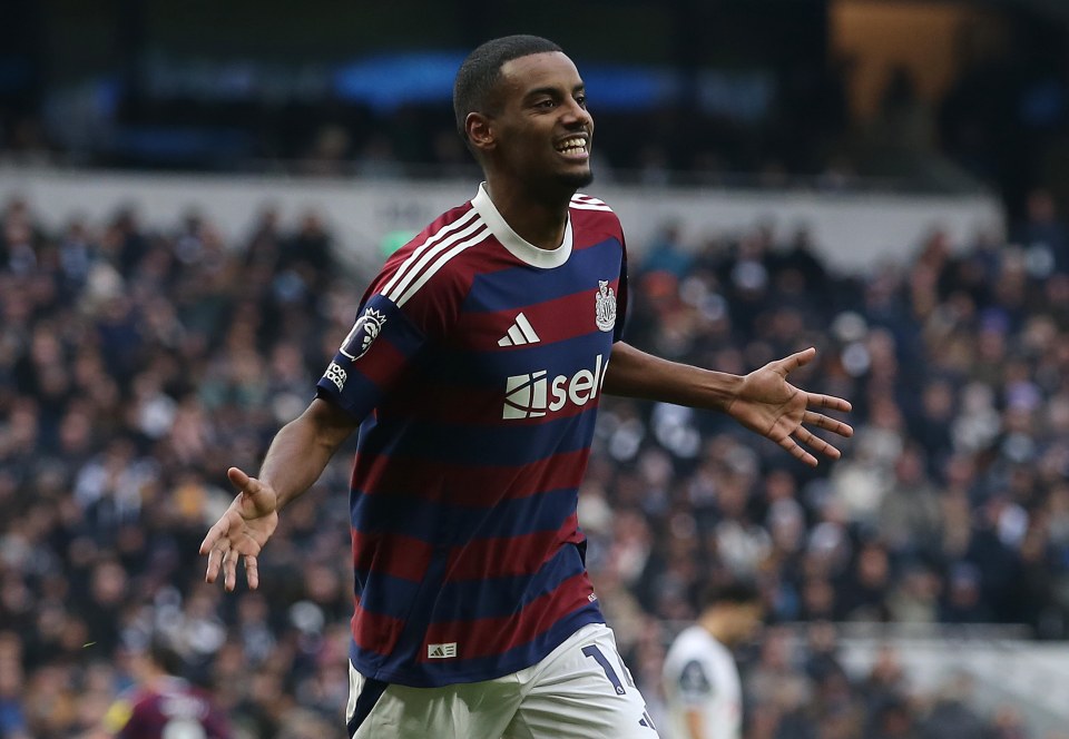 Alexander Isak of Newcastle United celebrates scoring a goal.