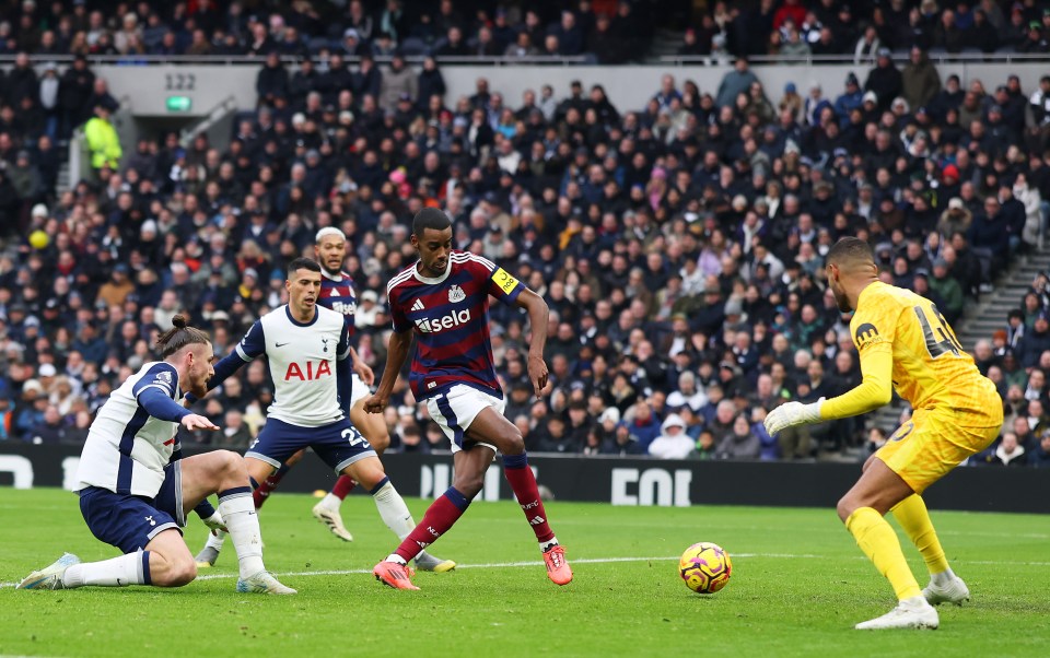 Alexander Isak of Newcastle United scores a goal.