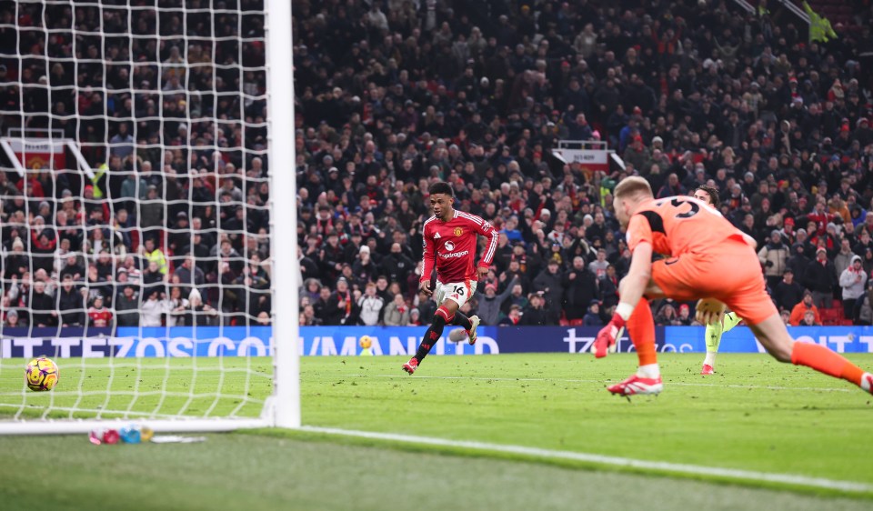 Amad Diallo of Manchester United scoring a goal.