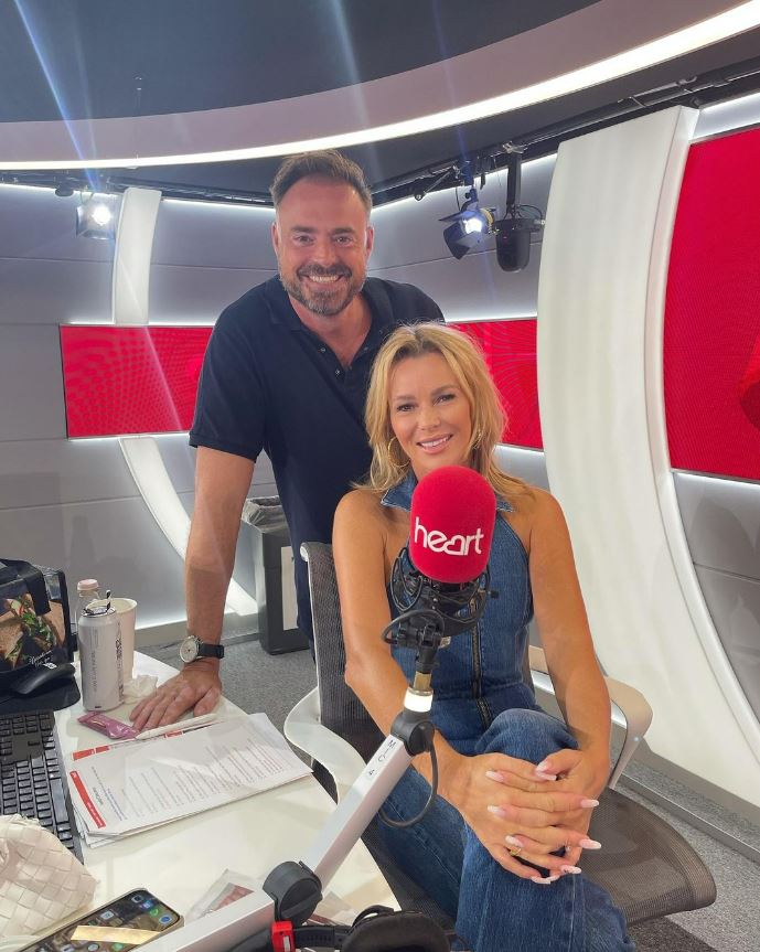 Amanda Holden and Jamie Theakston at a Heart radio broadcast.